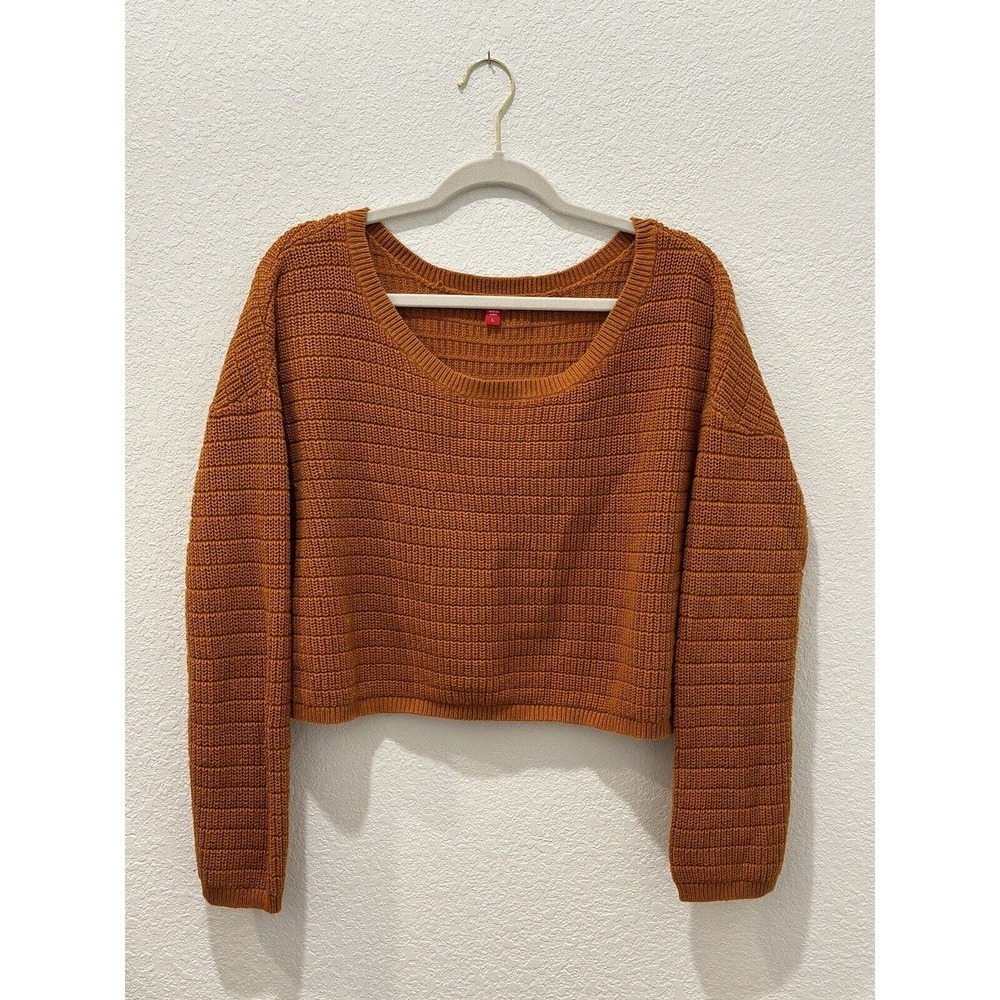 Womens Orange Knitted Guess Long Sleeve Sweater Size L